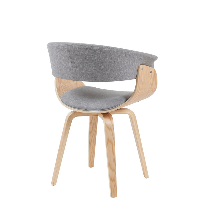 Summer Mid-Century Upholstered Dining Chair in Grey and Patterned Oak Finish