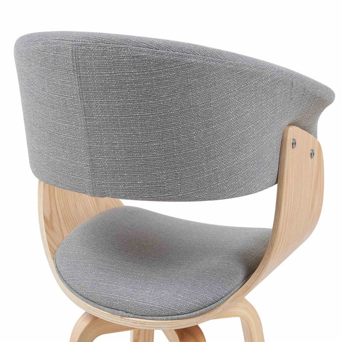 Summer Mid-Century Upholstered Dining Chair in Grey and Patterned Oak Finish