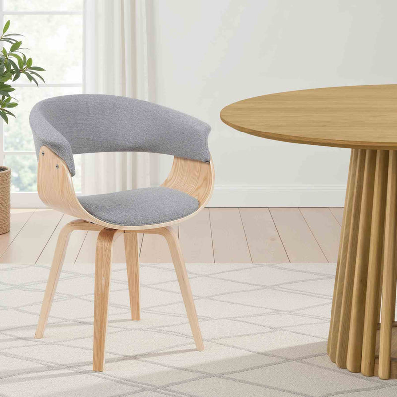Summer Mid-Century Upholstered Dining Chair in Grey and Patterned Oak Finish - Furniture City (CA)l