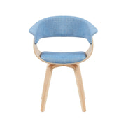 Summer Mid-Century Upholstered Dining Chair in Light Blue and Patterned Oak Finish - Furniture City (CA)l