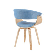 Summer Mid-Century Upholstered Dining Chair in Light Blue and Patterned Oak Finish - Furniture City (CA)l