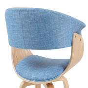 Summer Mid-Century Upholstered Dining Chair in Light Blue and Patterned Oak Finish - Furniture City (CA)l