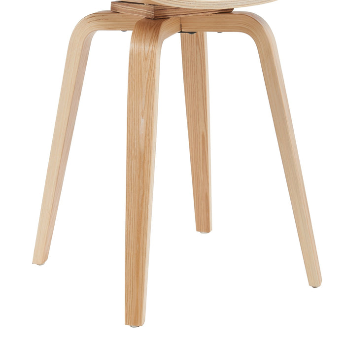 Summer Mid-Century Upholstered Dining Chair in Light Blue and Patterned Oak Finish