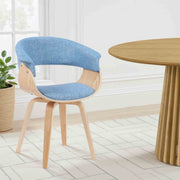 Summer Mid-Century Upholstered Dining Chair in Light Blue and Patterned Oak Finish - Furniture City (CA)l