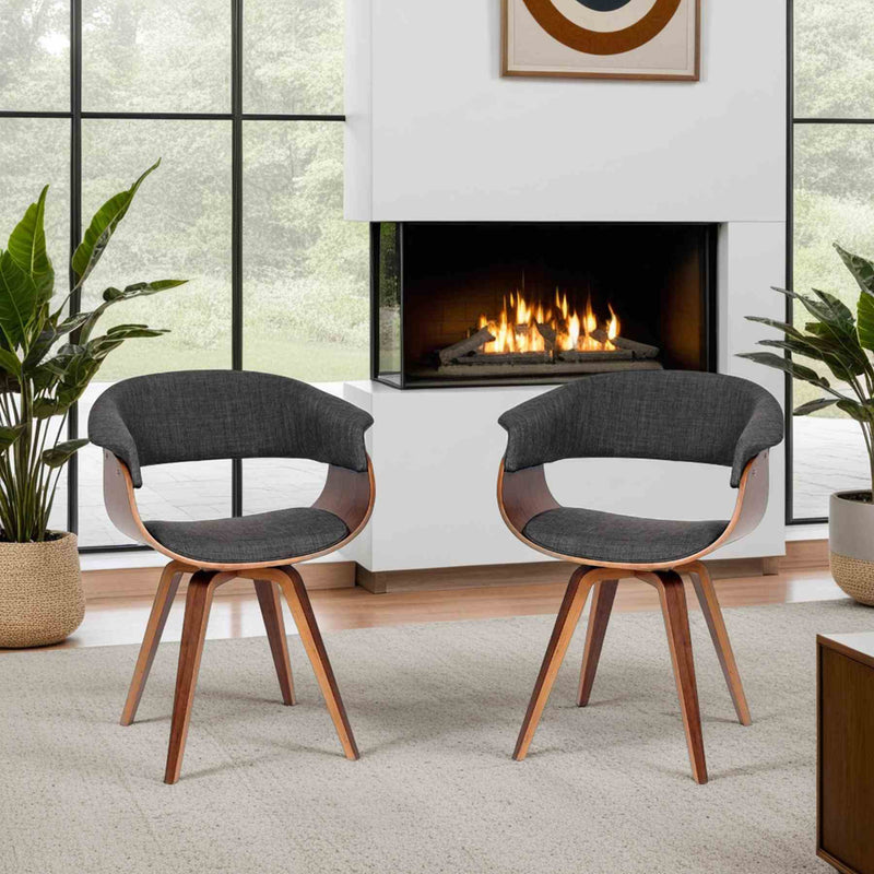 Summer Modern Chair In Charcoal Fabric and Walnut Wood - Furniture City (CA)l