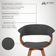 Summer Modern Chair In Charcoal Fabric and Walnut Wood - Furniture City (CA)l
