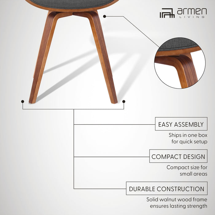 Summer Modern Chair In Charcoal Fabric and Walnut Wood