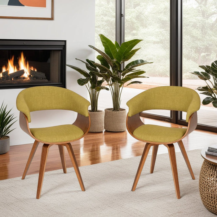 Summer Modern Chair In Green Fabric and Walnut Wood