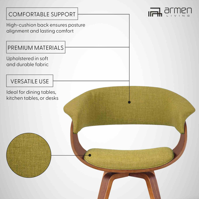 Summer Modern Chair In Green Fabric and Walnut Wood - Furniture City (CA)l