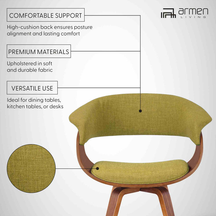 Summer Modern Chair In Green Fabric and Walnut Wood