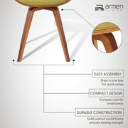 Summer Modern Chair In Green Fabric and Walnut Wood - Furniture City (CA)l