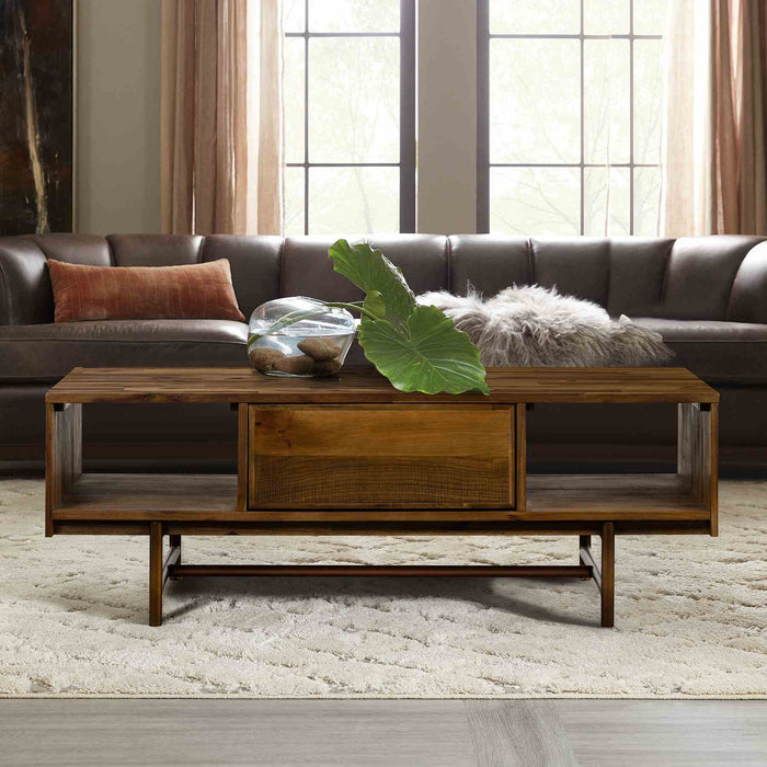 Superb Rustic Oak Coffee Table with Drawer