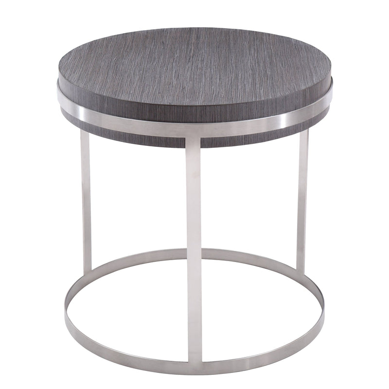 Sunset End Table in Brushed Stainless Steel finish with Gray Top - Furniture City (CA)l