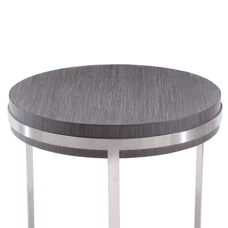 Sunset End Table in Brushed Stainless Steel finish with Gray Top - Furniture City (CA)l