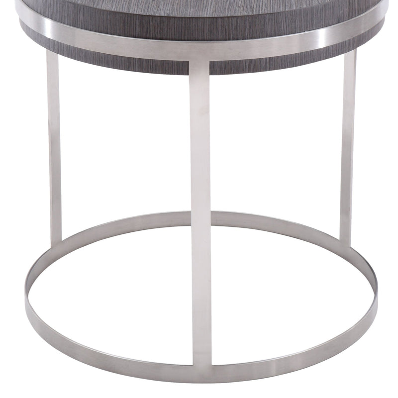 Sunset End Table in Brushed Stainless Steel finish with Gray Top - Furniture City (CA)l