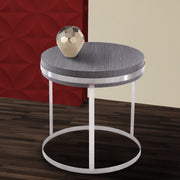 Sunset End Table in Brushed Stainless Steel finish with Gray Top - Furniture City (CA)l