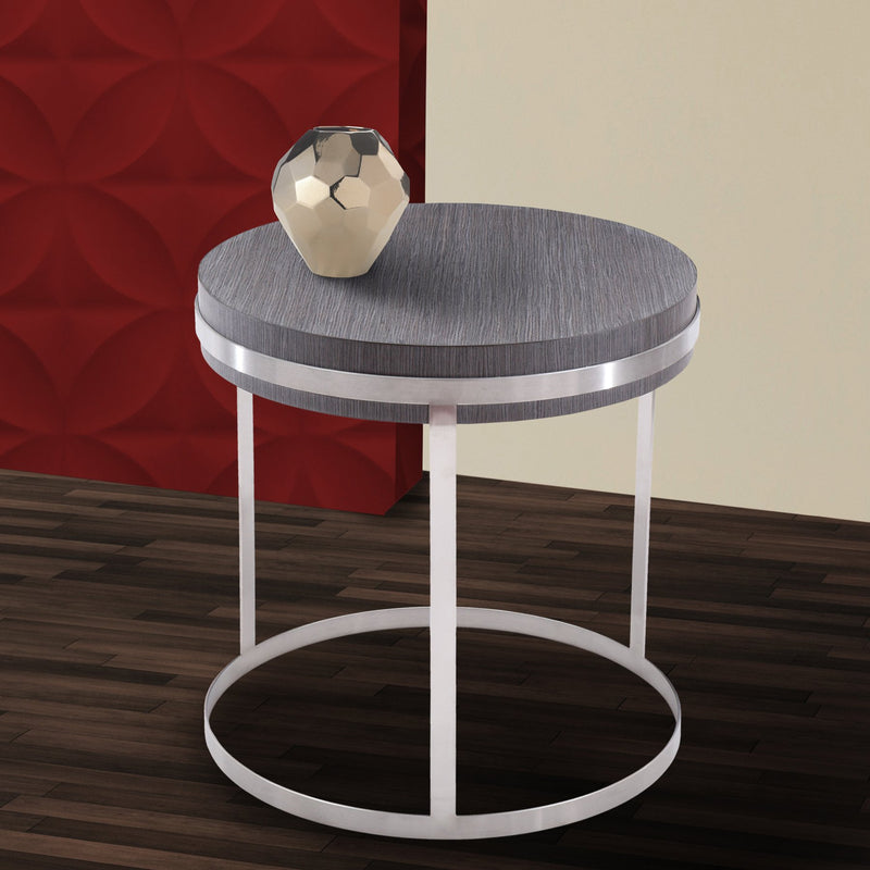 Sunset End Table in Brushed Stainless Steel finish with Gray Top - Furniture City (CA)l