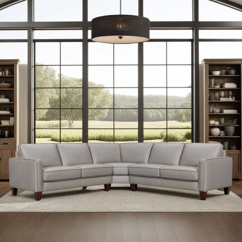 Summit 3 Piece Greige Leather Sectional Sofa - Furniture City (CA)l