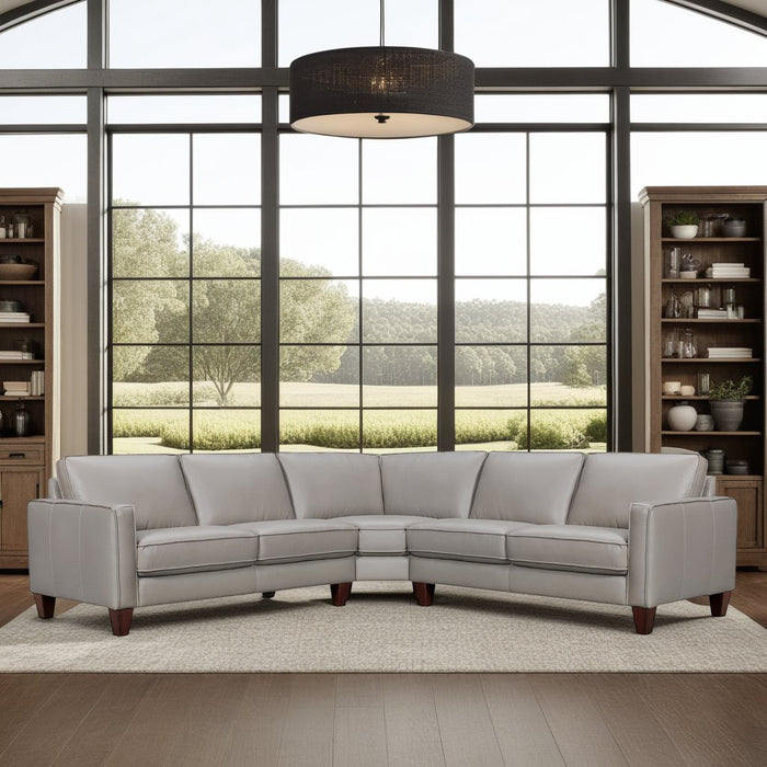 Summit 3 Piece Greige Leather Sectional Sofa