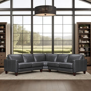 Summit 3 Piece Pewter Leather Sectional Sofa - Furniture City (CA)l