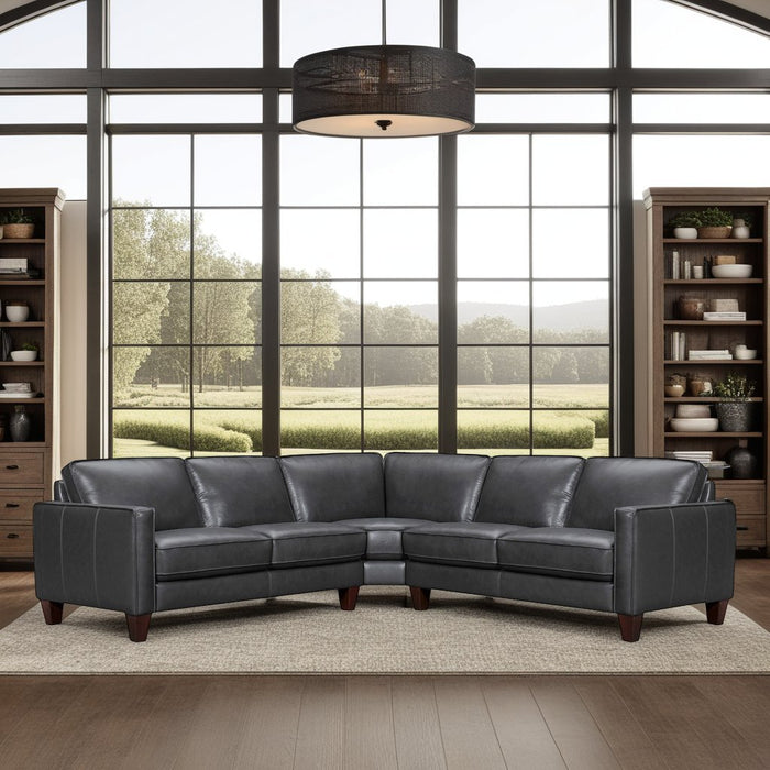 Summit 3 Piece Pewter Leather Sectional Sofa