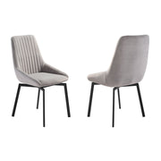 Susie Swivel Upholstered Dining Chair in Gray Fabric with Black Metal Legs - Set of 2 - Furniture City (CA)l