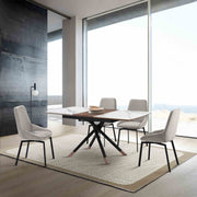 Susie Swivel Upholstered Dining Chair in Gray Fabric with Black Metal Legs - Set of 2 - Furniture City (CA)l