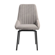 Susie Swivel Upholstered Dining Chair in Gray Fabric with Black Metal Legs - Set of 2 - Furniture City (CA)l