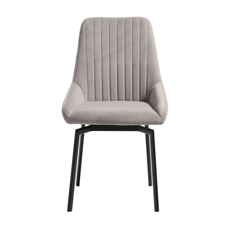 Susie Swivel Upholstered Dining Chair in Gray Fabric with Black Metal Legs - Set of 2 - Furniture City (CA)l