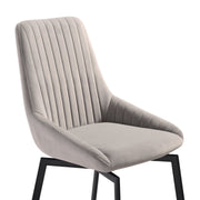 Susie Swivel Upholstered Dining Chair in Gray Fabric with Black Metal Legs - Set of 2 - Furniture City (CA)l