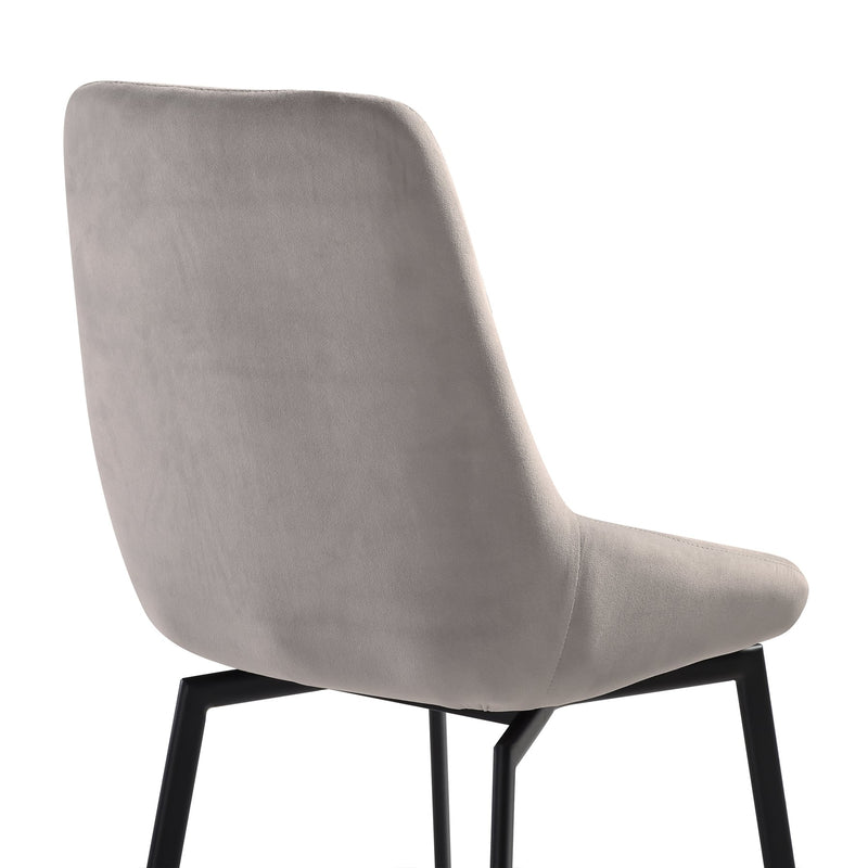 Susie Swivel Upholstered Dining Chair in Gray Fabric with Black Metal Legs - Set of 2 - Furniture City (CA)l