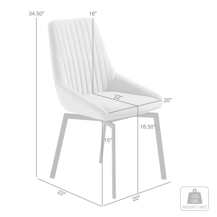 Susie Swivel Upholstered Dining Chair in Gray Fabric with Black Metal Legs - Set of 2