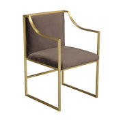 Seville Contemporary Dining Chair in Brushed Gold Finish and Brown Fabric - Furniture City (CA)l