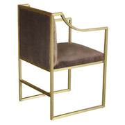 Seville Contemporary Dining Chair in Brushed Gold Finish and Brown Fabric - Furniture City (CA)l