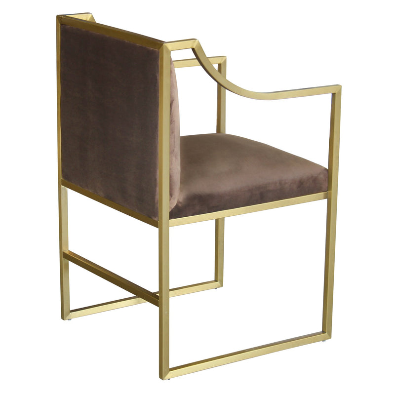 Seville Contemporary Dining Chair in Brushed Gold Finish and Brown Fabric - Furniture City (CA)l