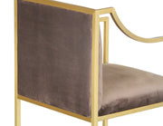 Seville Contemporary Dining Chair in Brushed Gold Finish and Brown Fabric - Furniture City (CA)l
