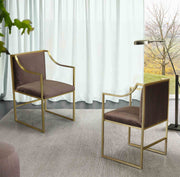 Seville Contemporary Dining Chair in Brushed Gold Finish and Brown Fabric - Furniture City (CA)l