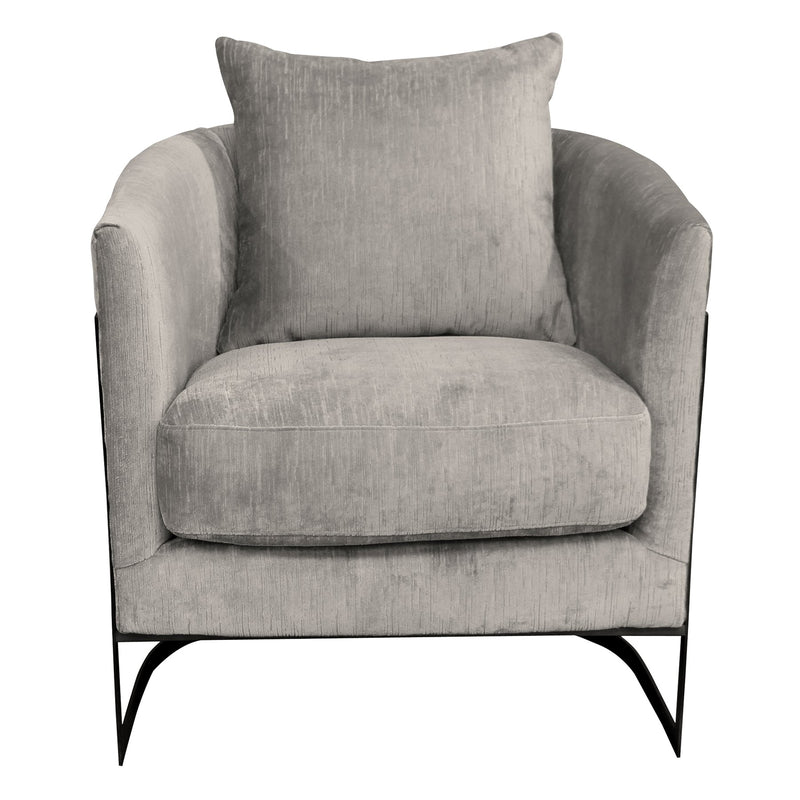 Swan Contemporary Accent Chair with Black Iron Finish and Beige Fabric - Furniture City (CA)l