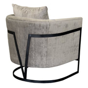 Swan Contemporary Accent Chair with Black Iron Finish and Beige Fabric - Furniture City (CA)l