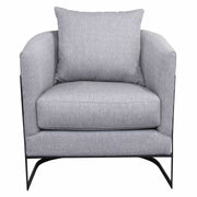 Swan Contemporary Accent Chair with Black Iron Finish Gray Fabric - Furniture City (CA)l