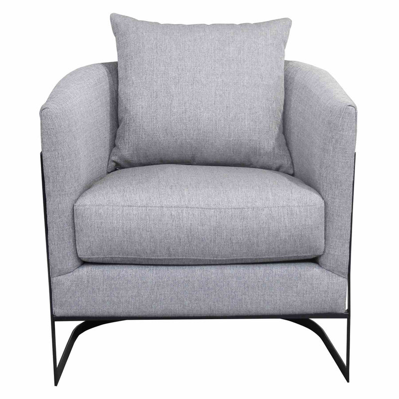 Swan Contemporary Accent Chair with Black Iron Finish Gray Fabric - Furniture City (CA)l