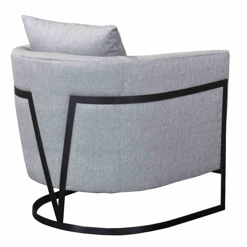 Swan Contemporary Accent Chair with Black Iron Finish Gray Fabric - Furniture City (CA)l