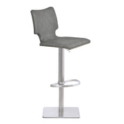 Sydney Adjustable Barstool in Brushed Stainless Steel with Vintage Gray Faux Leather and Gray Walnut Wood Back - Furniture City (CA)l