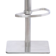 Sydney Adjustable Barstool in Brushed Stainless Steel with Vintage Gray Faux Leather and Gray Walnut Wood Back - Furniture City (CA)l