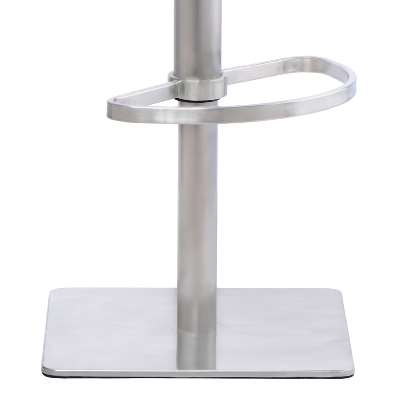Sydney Adjustable Barstool in Brushed Stainless Steel with Vintage Gray Faux Leather and Gray Walnut Wood Back - Furniture City (CA)l