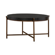 Sylvie Brushed Oak and Metal Round Coffee Table - Furniture City (CA)l