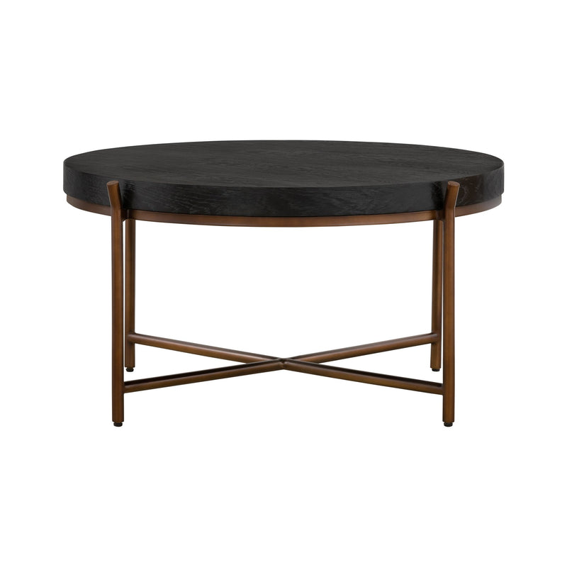 Sylvie Brushed Oak and Metal Round Coffee Table - Furniture City (CA)l