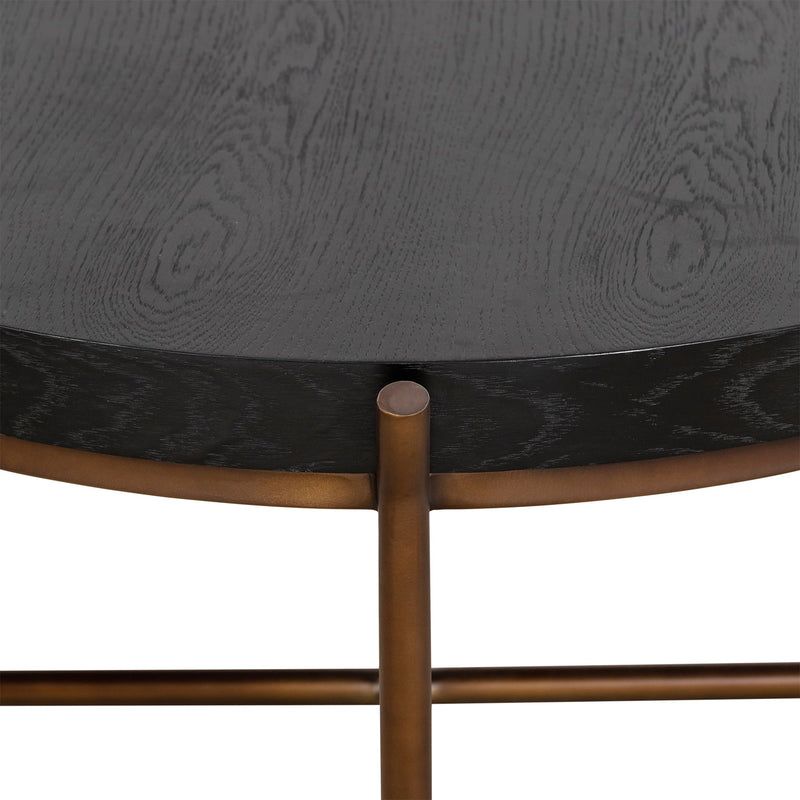 Sylvie Brushed Oak and Metal Round Coffee Table - Furniture City (CA)l