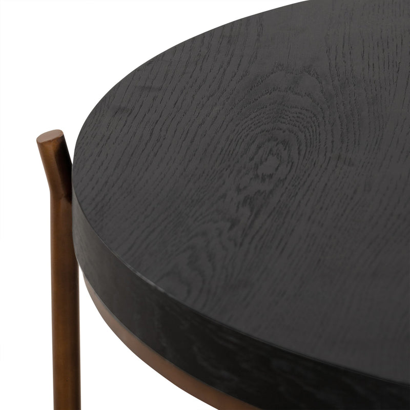Sylvie Brushed Oak and Metal Round Coffee Table - Furniture City (CA)l