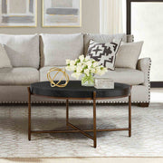 Sylvie Brushed Oak and Metal Round Coffee Table - Furniture City (CA)l